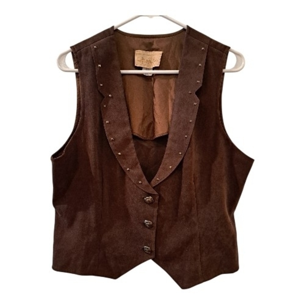 New Frontier Brown Vest Western Cowgirl Country Size L juniors
